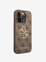 Guess Stražnja maska ​​Guess PU 4G s metalnim logotipom za iPhone 15 Pro smeđa
