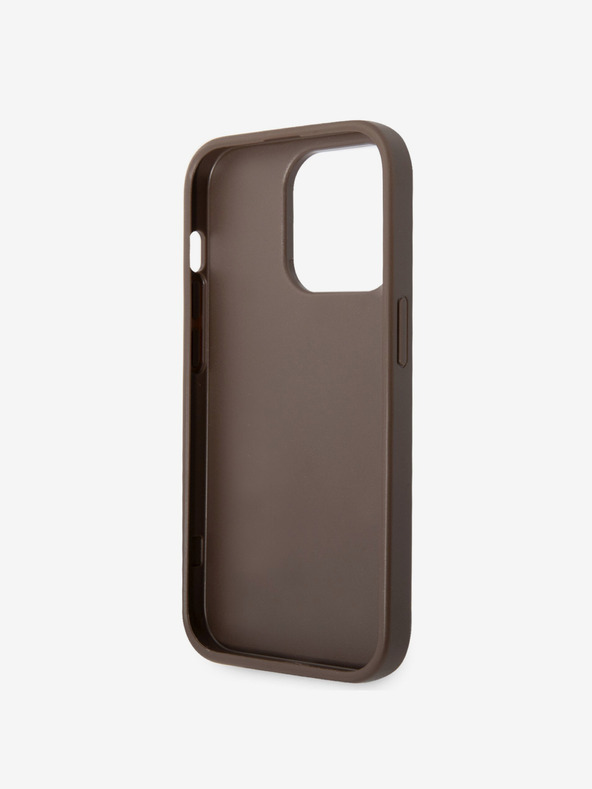 Guess Stražnja maska ​​Guess PU 4G s metalnim logotipom za iPhone 15 Pro smeđa