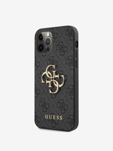 Guess Stražnja maska ​​Guess PU 4G s metalnim logotipom za iPhone 12 Pro Max siva
