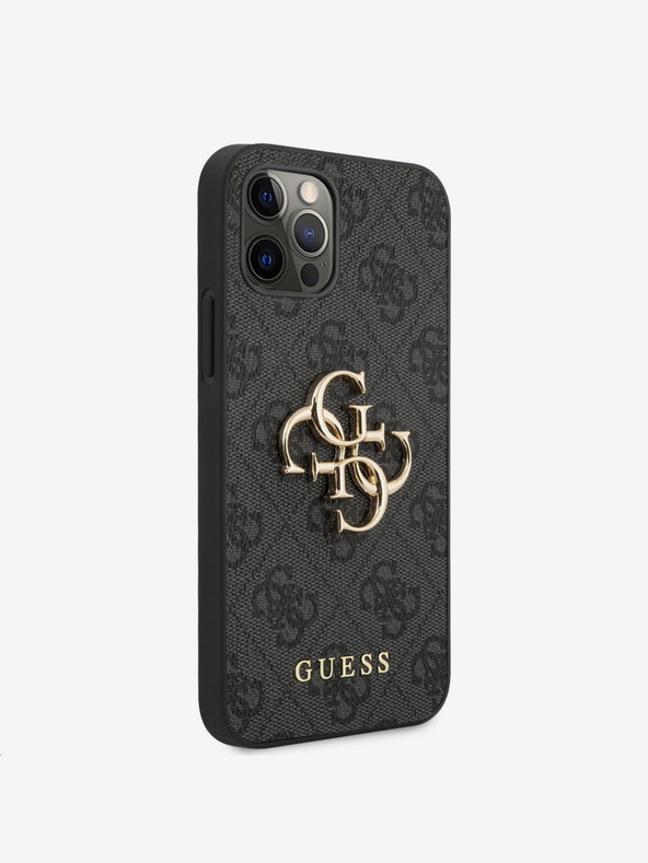 Guess Stražnja maska ​​Guess PU 4G s metalnim logotipom za iPhone 12 Pro Max siva