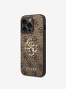Guess PU 4G Metal Logo Zadní Kryt pro iPhone 15 Pro Max Brown Etui za telefon