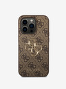 Guess PU 4G Metal Logo Zadní Kryt pro iPhone 15 Pro Max Brown Etui za telefon