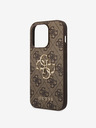 Guess PU 4G Metal Logo Zadní Kryt pro iPhone 15 Pro Max Brown Etui za telefon