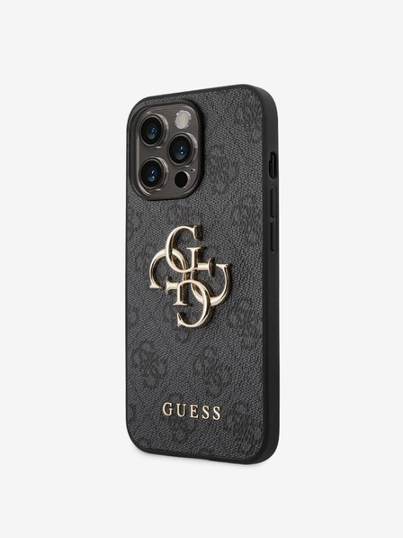 Guess Stražnja maska ​​Guess PU 4G s metalnim logotipom za iPhone 14 Pro siva