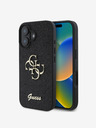 Guess Guess stražnja maska ​​s PU fiksnim svjetlucavim 4G metalnim logotipom za iPhone 16 crna