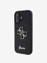 Guess Guess stražnja maska ​​s PU fiksnim svjetlucavim 4G metalnim logotipom za iPhone 16 crna