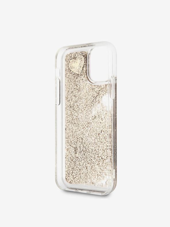 Guess Glitter Hearts Zadní Kryt pro iPhone 11 Gold Etui za telefon