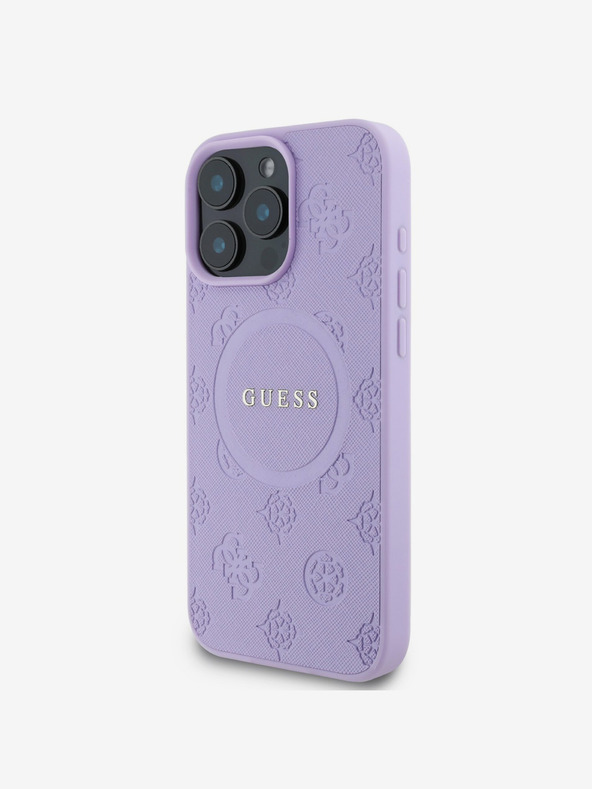 Guess Stražnja maska ​​Guess Saffiano Peony Stamp MagSafe za iPhone 16 Pro ljubičasta