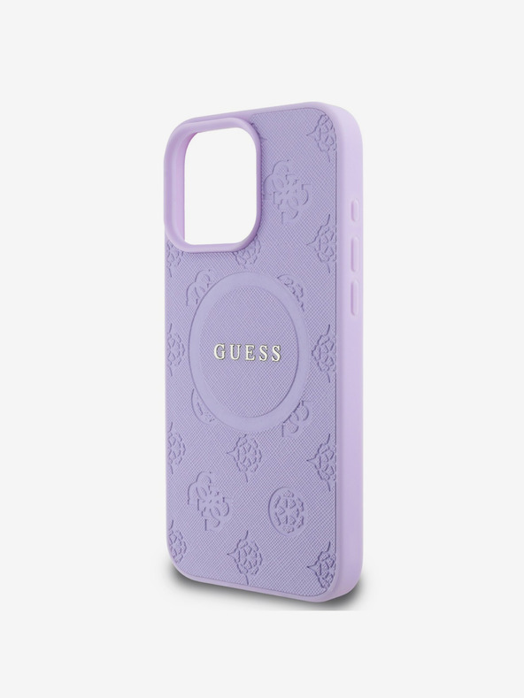 Guess Stražnja maska ​​Guess Saffiano Peony Stamp MagSafe za iPhone 16 Pro ljubičasta