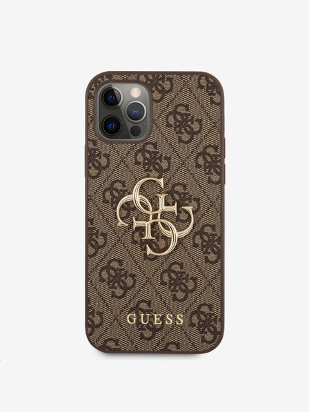 Guess Stražnja maska ​​Guess PU 4G s metalnim logotipom za iPhone 12/12 Pro smeđa