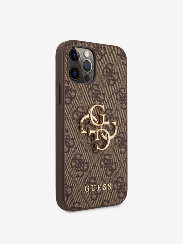 Guess Stražnja maska ​​Guess PU 4G s metalnim logotipom za iPhone 12/12 Pro smeđa