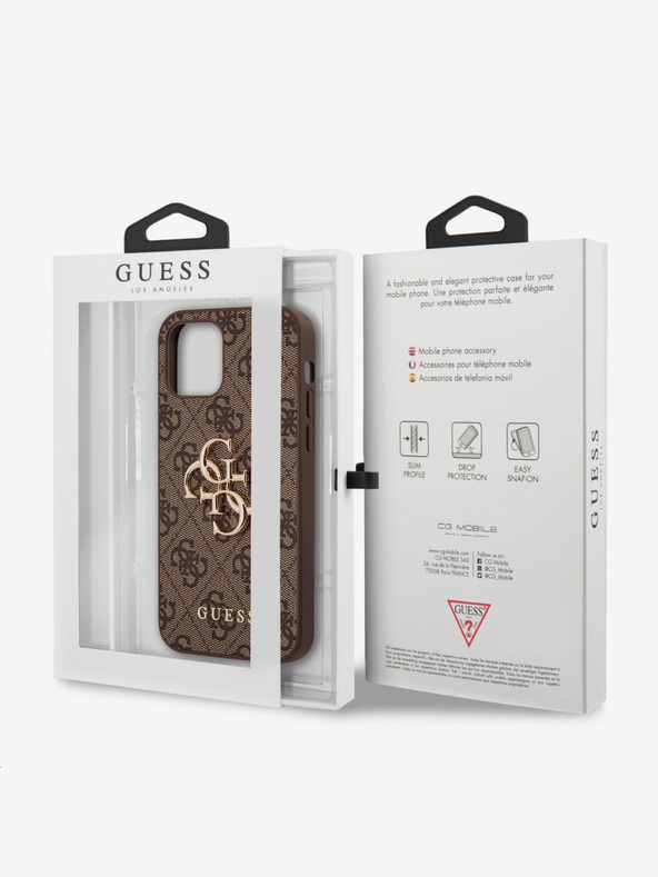 Guess Stražnja maska ​​Guess PU 4G s metalnim logotipom za iPhone 12/12 Pro smeđa