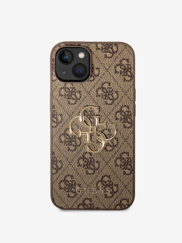Guess Stražnja maska ​​Guess PU 4G s metalnim logotipom za iPhone 14 smeđa