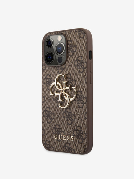Guess Stražnja maska ​​Guess PU 4G s metalnim logotipom za iPhone 13 Pro smeđa