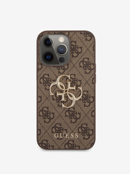 Guess Stražnja maska ​​Guess PU 4G s metalnim logotipom za iPhone 13 Pro smeđa