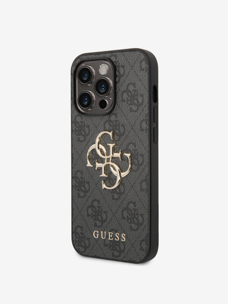 Guess Stražnja maska ​​Guess PU 4G s metalnim logotipom za iPhone 15 Pro siva