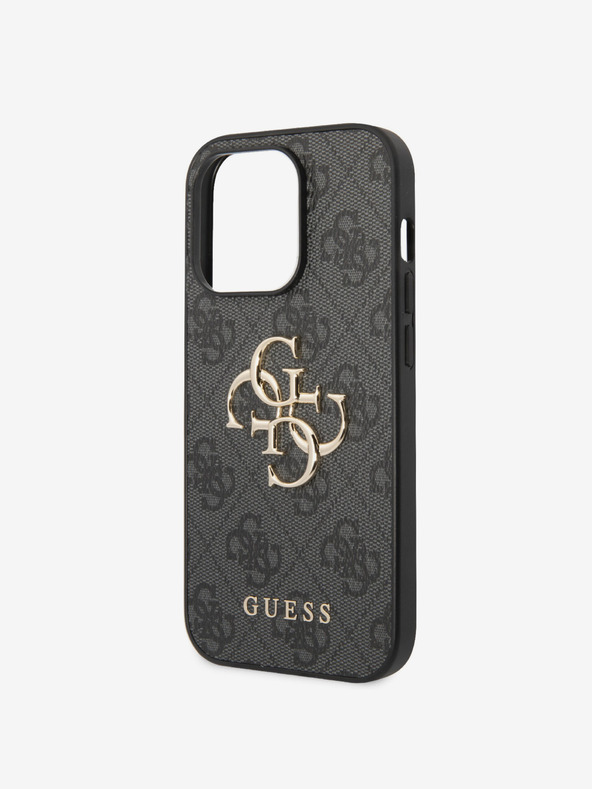 Guess Stražnja maska ​​Guess PU 4G s metalnim logotipom za iPhone 15 Pro siva