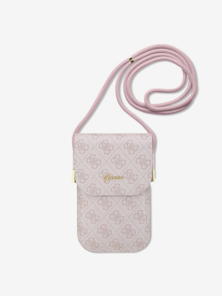 Guess Guess PU 4G metalna telefonska torba s logotipom, ružičasta