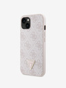 Guess Stražnja maska ​​Guess PU 4G Strass Trokut s metalnim logotipom za iPhone 15, ružičasta