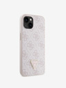 Guess Stražnja maska ​​Guess PU 4G Strass Trokut s metalnim logotipom za iPhone 15, ružičasta