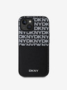 DKNY PU kožna stražnja maska ​​s džepom za karticu s ponavljajućim uzorkom za iPhone 14 crna DKNY