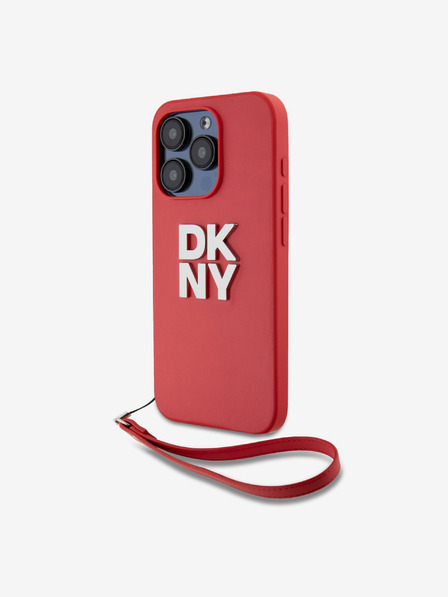 DKNY PU kožna stražnja maska ​​s logotipom i remenčićem za iPhone 14 Pro Max, crvena DKNY