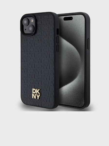 DKNY PU kožna ponovljena šara s logotipom Magsafe stražnja maska ​​za iPhone 13 crna DKNY