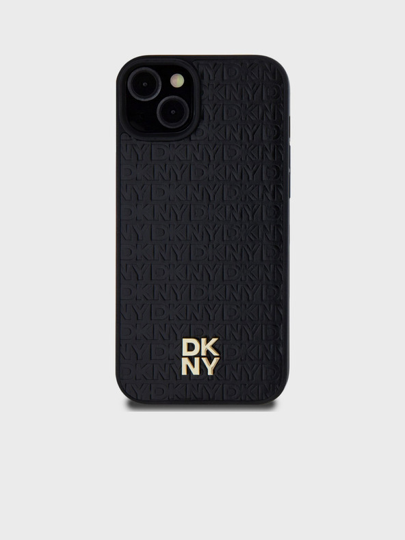 DKNY PU kožna ponovljena šara s logotipom Magsafe stražnja maska ​​za iPhone 13 crna DKNY