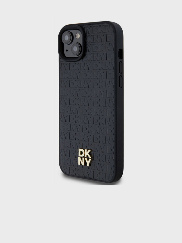 DKNY PU kožna ponovljena šara s logotipom Magsafe stražnja maska ​​za iPhone 13 crna DKNY
