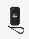 DKNY Stražnja maska ​​s remenčićem za zapešće od PU kože za iPhone 15 crna DKNY