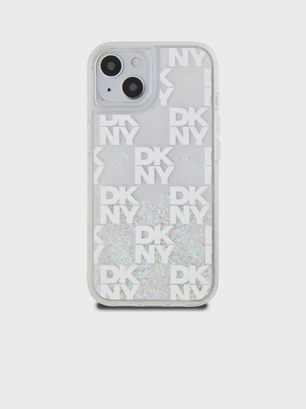 DKNY Stražnja maska ​​s tekućim svjetlucavim kariranim uzorkom za iPhone 15 prozirna DKNY