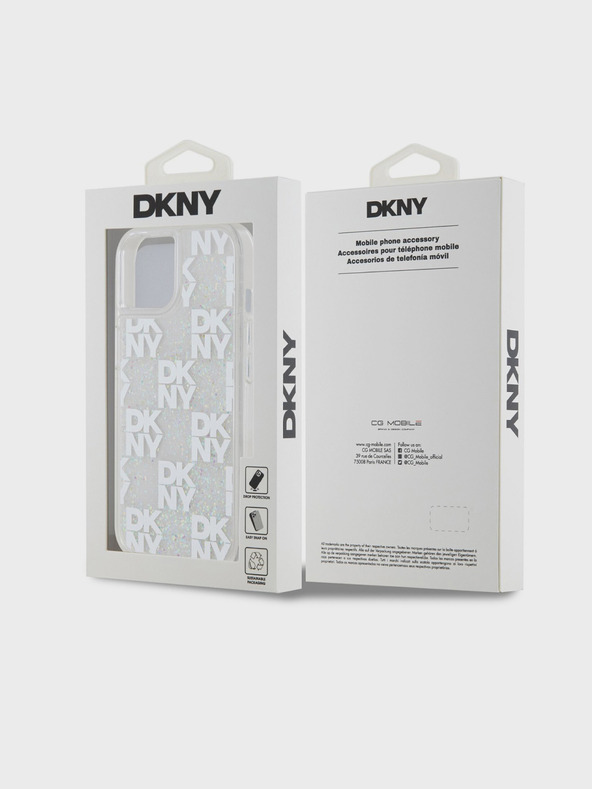 DKNY Stražnja maska ​​s tekućim svjetlucavim kariranim uzorkom za iPhone 15 prozirna DKNY