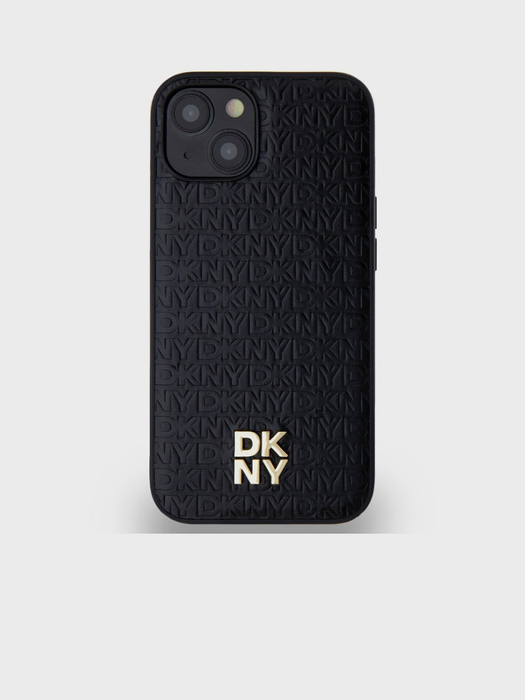 DKNY PU kožna ponovljena šara s logotipom Magsafe stražnja maska ​​za iPhone 15 crna DKNY
