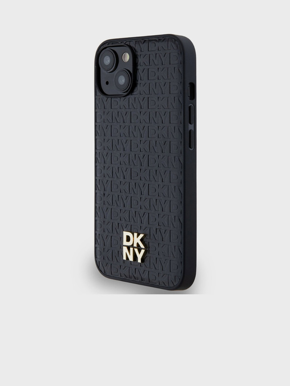 DKNY PU kožna ponovljena šara s logotipom Magsafe stražnja maska ​​za iPhone 15 crna DKNY