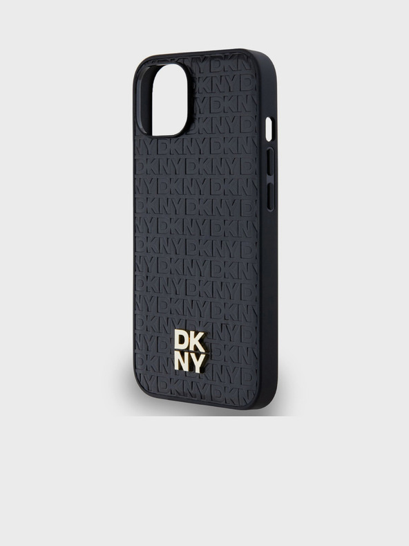 DKNY PU kožna ponovljena šara s logotipom Magsafe stražnja maska ​​za iPhone 15 crna DKNY