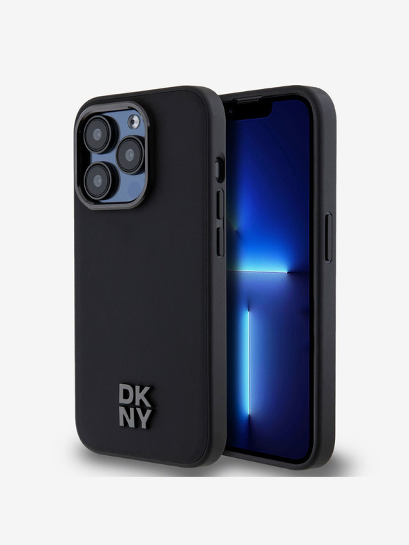 DKNY Stražnja maska ​​Magsafe s logotipom od PU kože za iPhone 14 Pro Max crna DKNY