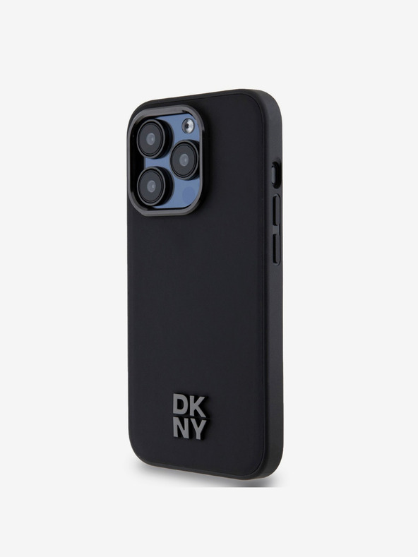 DKNY Stražnja maska ​​Magsafe s logotipom od PU kože za iPhone 14 Pro Max crna DKNY