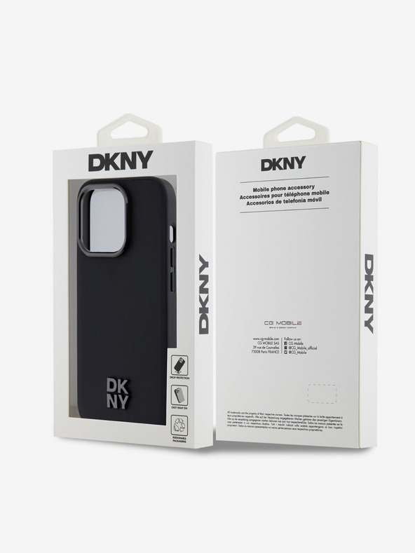 DKNY Stražnja maska ​​Magsafe s logotipom od PU kože za iPhone 14 Pro Max crna DKNY