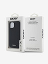 DKNY PU kožna srebrna metalna stražnja maska ​​Magsafe s logotipom za iPhone 15 crna DKNY