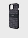 DKNY PU kožna stražnja maska ​​s ponavljajućim uzorkom u tonskim prugama za iPhone 15 crna DKNY