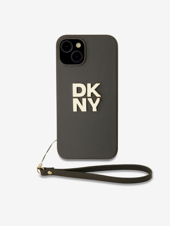 DKNY PU kožna stražnja maska ​​s logotipom i remenčićem za iPhone 14, smeđa DKNY