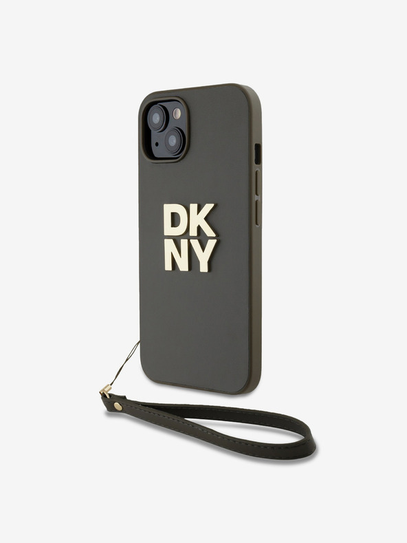 DKNY PU kožna stražnja maska ​​s logotipom i remenčićem za iPhone 14, smeđa DKNY