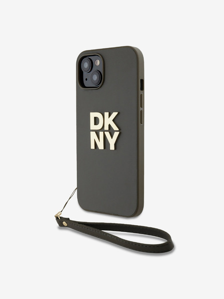 DKNY PU kožna stražnja maska ​​s logotipom i remenčićem za iPhone 14, smeđa DKNY