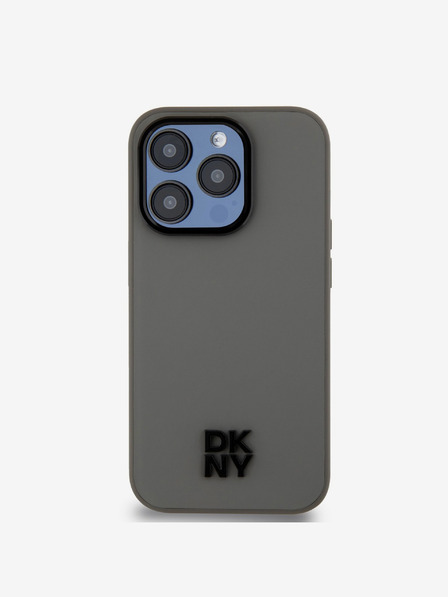 DKNY Stražnja maska ​​Magsafe s logotipom od PU kože za iPhone 15 Pro Max siva DKNY