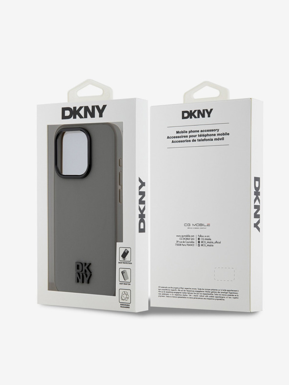 DKNY Stražnja maska ​​Magsafe s logotipom od PU kože za iPhone 15 Pro Max siva DKNY