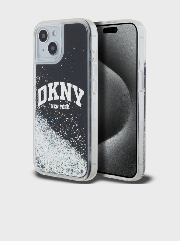 DKNY Stražnja maska ​​s logotipom Liquid Glitter Arch za iPhone 11 crna DKNY