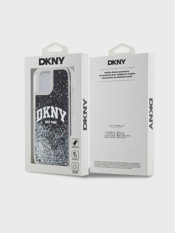 DKNY Stražnja maska ​​s logotipom Liquid Glitter Arch za iPhone 11 crna DKNY