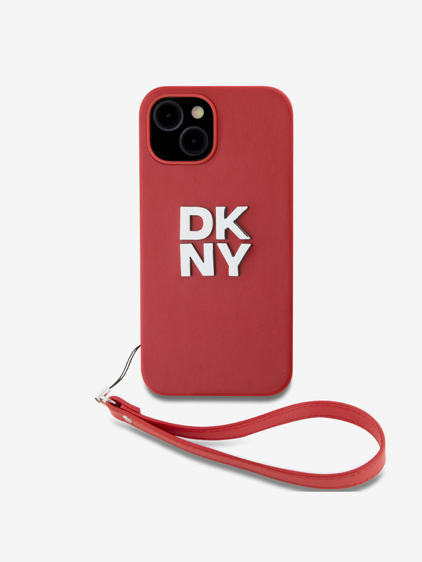DKNY PU kožna stražnja maska ​​s logotipom na vrpcu za iPhone 14, crvena DKNY