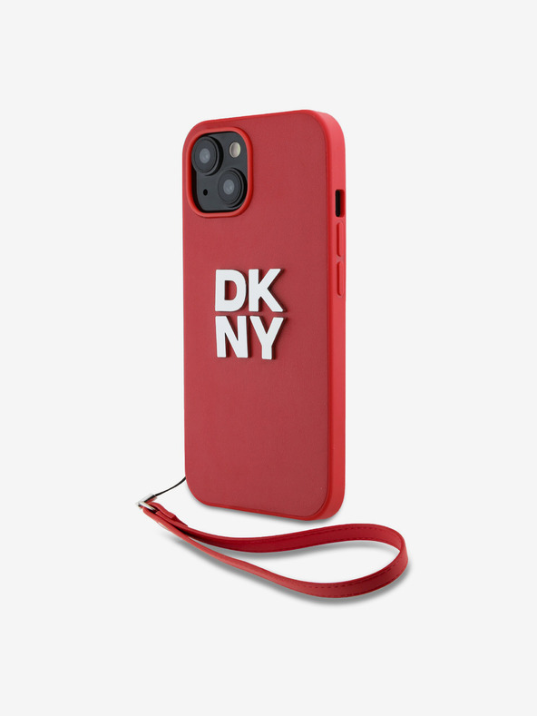 DKNY PU kožna stražnja maska ​​s logotipom na vrpcu za iPhone 14, crvena DKNY