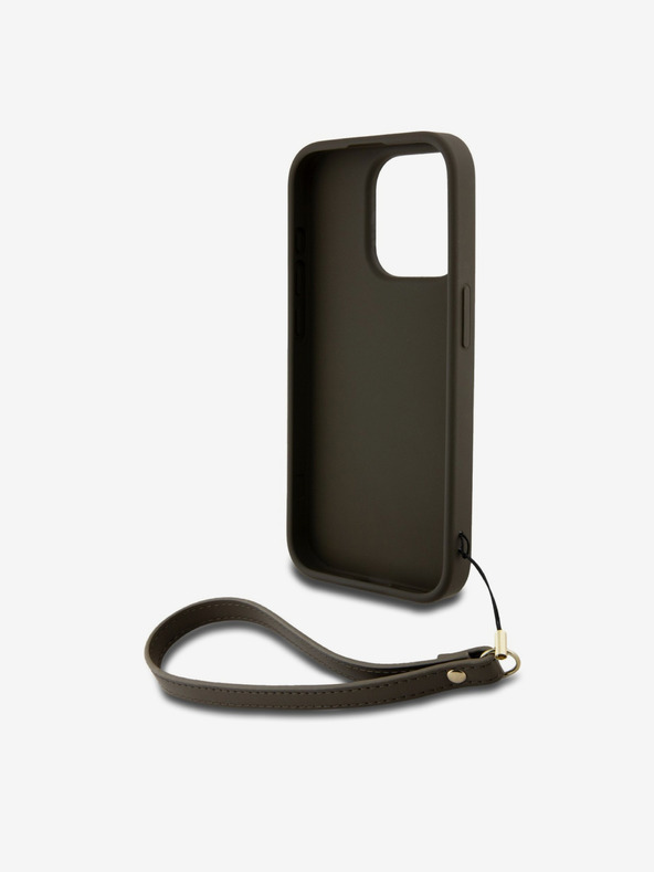 DKNY PU kožna stražnja maska ​​s logotipom na vrpcu za iPhone 14 Pro, smeđa DKNY